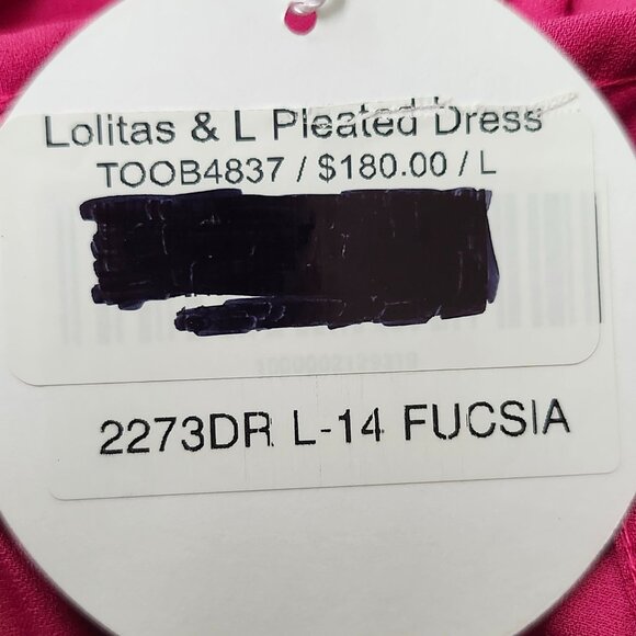 Lolitas & L Women's Fuchsia Sleeveless Pleated Maxi Dress Size 6, 8, & 10 - Picture 4 of 9